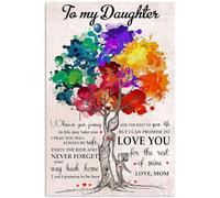 YAASIMOULE Poster To My Daughter From Mom Color Rainbow Tree Illustration Family Love Letter Quote Wall Art Home Decor