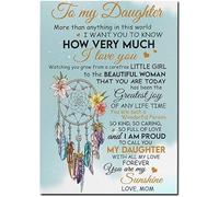 YAASIMOULE Poster To My Daughter From Mom Family Love Letter Quote Dreamcatcher Blue Wall Art Home Decor