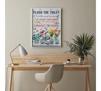 YAASIMOULE Poster Wall Art Beautiful Farmhouse Bathroom Flush The Toilet Always Be Neat And Tidy Decor Quotes Home