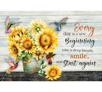 YAASIMOULE Poster Wall Art Home Decor Beautiful Hummingbird And Sunflower Every Day Is A New Beginning HH297