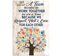 YAASIMOULE Poster We Are Not Team Because Work Together Respect Trust Care Hand Print Tree Wall Art Home Decor