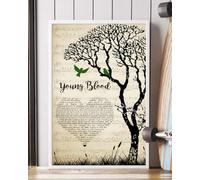 YAASIMOULE Poster Young Blood Song Lyrics Heart Tree Birds Wall Art Home Decor