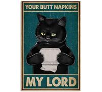 YAASIMOULE Poster Your Butt Napkins My Lord Black Cat Wall Art Decor
