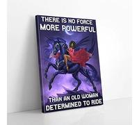 YAASIMOULE Power Of Old Woman Unicorn Canvas Prints Wall Art