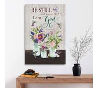 YAASIMOULE Psalm 46:10 NIV Floral Hummingbird canvas wall art