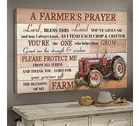 YAASIMOULE Red truck A farmer’s prayer Jesus Landscape Canvas Print Wall Art
