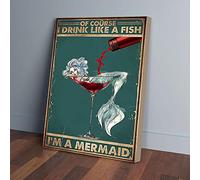 YAASIMOULE Red Win I’m A Mermaid Canvas Prints Wall Art