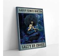 YAASIMOULE Sassy Since Birth Salty By Choice Mermaid Canvas Prints Wall Art