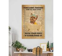 YAASIMOULE Skitongift Wall Decoration, Home Decor, Decoration Room Fancy Pug in Bathtub Bath Soap Established Wash Your Paws Golden Retriever yorkshire