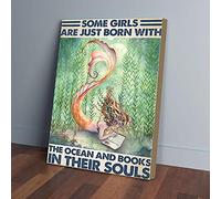 YAASIMOULE Some Girls Are Just Born With The Ocean And Book In Their Souls Mermaid Canvas Prints Wall Art