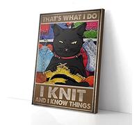 YAASIMOULE That’s What I Do I Knit And I Know Things Cat Knitting Canvas Prints Wall Art