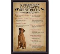 YAASIMOULE The Dog House Rules A Rhodesian Ridgeback Print Canvas Wall Art Poster Anniversary Birthday Christmas Housewarming Gift Home Framed Matte Prints