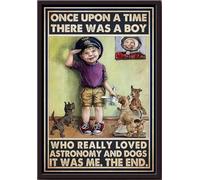 YAASIMOULE There Was A Who Really Loved Astronomy And Dogs It Me Poster Framed Matte Canvas