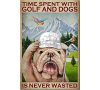 YAASIMOULE Time Spent With Golf And Pitbull Dogs Is Never Wasted Poster Canvas Gallery Wrapped Framed Gift Idea