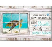 YAASIMOULE Turtle Poster & Canvas Inspirational Every Day Is A New Beginning Motivational Sea Underwater Animal Wall Art Home Decor