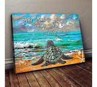 YAASIMOULE Turtle, The Lord is on my side I will not fear Jesus Landscape Canvas Print Wall Art