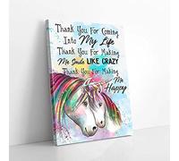 YAASIMOULE Unicorn Thank You For Coming Into My Life Canvas Prints Wall Art