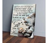 YAASIMOULE Vintage Wolf Mom I Believe God Sent You Into My Life Canvas Prints Wall Art