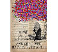 YAASIMOULE Wall Decoration, Home Decor, Decoration Room And She Lived Happily Ever After And Pug