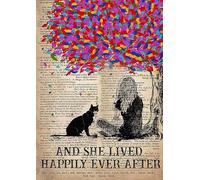 YAASIMOULE Wall Decoration, Home Decor, Decoration Room And She Lived Happily Ever After AndTuxedo Cat