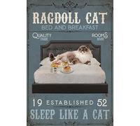 YAASIMOULE Wall Decoration, Home Decor, Decoration Room Ragdoll Cat - Bed And Breakfast Sleep Like A Cat Vertical