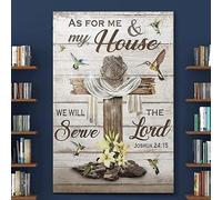 YAASIMOULE Wall Decoration Home Decor Room As for Me and My House We Will Serve The Lord God Cross Hummingbird