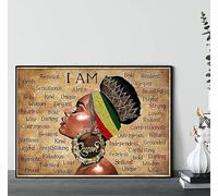 YAASIMOULE Wall Decoration Home Decor Room I Am Black Queen Women Pride Girl Art Afro Woman African American