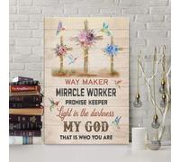 YAASIMOULE Way maker lyrics three cross canvas wall art