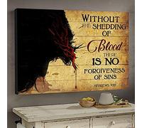 YAASIMOULE Without the shedding of blood, there is no forgiveness of sins Jesus Landscape Canvas Print Wall Art