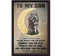 YAASIMOULE Wolf To My Son Always Remember You Are Braver Than Believe Dad Poster Framed Matte Canvas