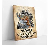 YAASIMOULE Woman Who Write Are Dangerous Typewriter Canvas Prints Wall Art