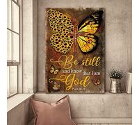 YAASIMOULE Yellow Butterfly Be till and know that I am God Jesus Portrait Canvas Print Wall Art