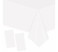 YAAVAAW 137x274cm White Plastic Table Cloth Table Cover,2pcs White Party Table Cloths Tablecover Table Decorations,Tablecloth Party for Kids Adults Birthday Picnic,Wedding,Dining,Christamas Parties