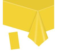 YAAVAAW 137x274cm Yellow Plastic Table Cloth Table Cover,Easter Tablecloth Yellow Party Table Cloths Tablecover Table Decoration,Tablecloth Party for Kids Adults Birthday,Picnic,Dining,Easter Party
