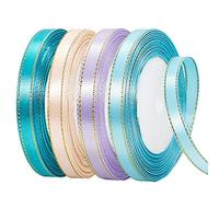 YAAVAAW 4 Rolls Blue,Baby Blue,Purple,Ivory Ribbon 10mm for Gift Wrapping 22M, Double Sided Thick Satin Ribbon for Crafting Cake Ribbon,Hair Bow Ribbon,Balloon,Christmas Decoration,Wedding Car Ribbon