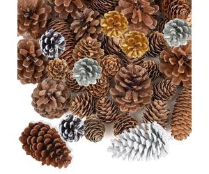 YAAVAAW 42Pcs Christmas Pine Cones for Decoration,2cm to 9cm Small Middle Large Fir Cones Rustic Natural Pine Cone for Crafts Christmas Party Ornament DIY Fall Winter Decor Home Xmas Tree Decorations