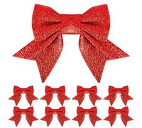 YAAVAAW 8 Pack Glitter Red Christmas Bows Christmas Tree Bows 6 inch Wide, Red Bows for Christmas Tree Decorations Gift Wrapping Ornaments Xmas Wreath Bows Garland Crafting Decorations Bows Supplies