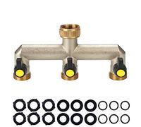 YAAVAAW Brass Garden Outside Tap Splitter 3 Way Hose Manifold, 3/4'' Diverter Adapter Pipe Outdoor, Multi Connector, Faucet Splitter, Bib with On/Off Valves