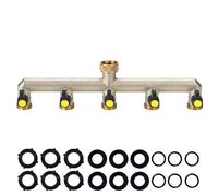 YAAVAAW Brass Garden Outside Tap Splitter 5 Way Hose Manifold,3/4'' Tap Diverter Adapter Hose Pipe Tap Outdoor,Multi Tap Connector,Faucet Splitter,Hose Bib Splitter,5 Way Diverter w/ On/Off Valves