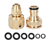 YAAVAAW Brass Garden Tap Hose Connector Outside Tap Connectors Kit,Hose End Quick Connect Fitting 3/8'' Hose Pipe Connector,1/2 & 3/4 Inch 2-in-1 Threaded Tap Connector Adapter Watering,Car Washing