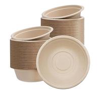 YAAVAAW Disposable Brown 17oz/480ml Bagasse Compostable Bowls, 100Pcs Eco-Friendly Biodegradable Party Bowls, Microwave & Freezer Safe, BBQ Picnic