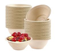 YAAVAAW Disposable Small Paper Bowls Brown 7.7oz/220ml Bagasse Compostable Eco-Friendly Biodegradable Bowls,100Pcs Party Sugarcane Bowl Dessert Soup Serving for Hot/Cold Food,BBQ Picnic