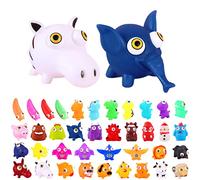 YAAVAAW Funny Zebra Elephant Pinch Toy Stress Relief Toys,2pc Animal Popping Worm Stress Toy,Fidget Hand Toy Squishy Squeeze Toy w/ Pop Out Eyes Kids Autistic Birthday Gifts,Xmas Stocking Fillers