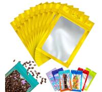 YAAVAAW Gold Foil Ziplock Bags Medium Smell Proof Bag Mylar Holographic Packaging Bags, 20pcs 16x24cm Resealable Storage Pouches Grip Seal Clear Plastic for Food Storage, Jewelry, Electronics