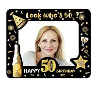 YAAVAAW Happy 50th Birthday Photo Booth Props Photo Frame,Black Gold Inflatable Party 50th Birthday Selfie Frame Blow Up Picture Frame,50th Birthday Decorations for Women Men Lady 50th Birthday Gifts
