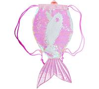 YAAVAAW Magical Mermaid Tail Sequin Backpack - Reversible Drawstring Bag With Glittering Shoulder Design for Women, Girls, Teens