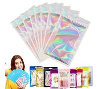 YAAVAAW Silver Foil Ziplock Bags Large Smell Proof Bag Mylar Holographic Packaging Bags,10pcs 26x38cm Resealable Storage Pouches Grip Seal Clear Plastic for Food Storage,Jewelry,Electronics