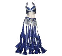 Yaaxinb Belly Dance Costume for Women Carnival Costumes Indian Bollywood Halloween Bra and Belt Mermaid Costume 2-Piece,Royal blue,M