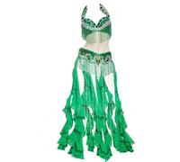 Yaaxinb Belly Dance Costume for Women Carnival Costumes Indian Bollywood Halloween Bra and Belt Mermaid Costume 2-Piece,green,XL