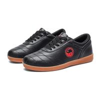 Yaaxinb Genuine Leather Tai Chi Shoes Kung Fu Martial Arts Sneakers Training Black